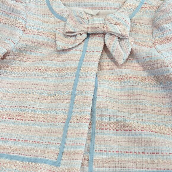 Janie and Jack Boucle Tweed "All Abloom" 2-Piece Jacket & Shorts Set Bow Accent - Picture 4 of 7